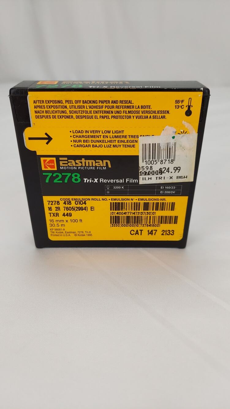 Vintage Eastman Kodak 7278 Tri-X Reversal Film 16mm x 100ft Black & White